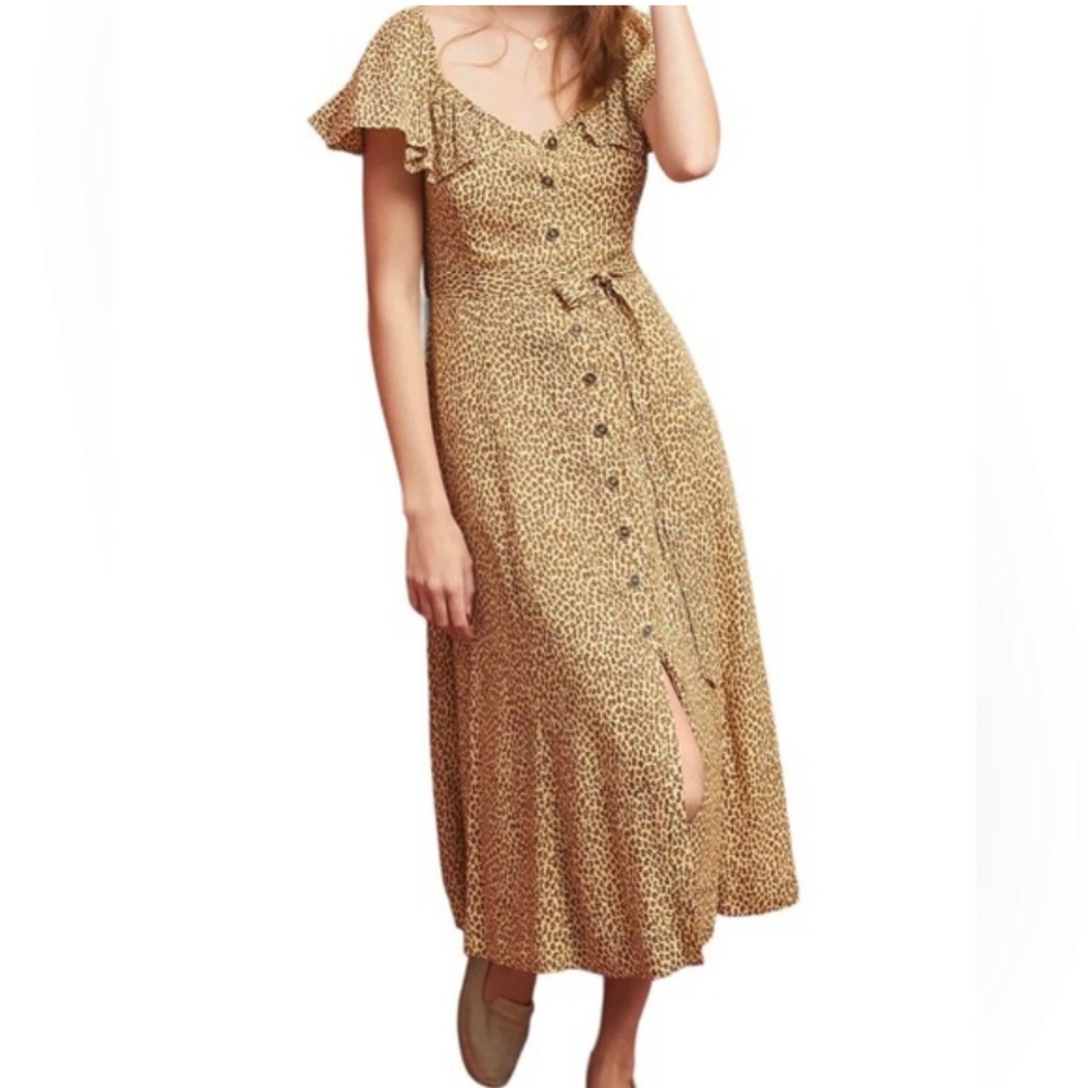 Anthropologie Designer Bolano Cheetah Leopard Print Midi Dress - Size 8